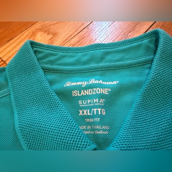 Tommy Bahama Polo Mens Size XXL Shirt Short Sleeve Golf Island Zone Buttons Teal - Picture 3 of 14